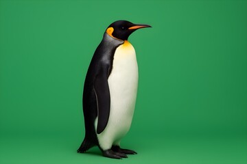 Fototapeta premium Emperor Penguin Standing on Green Screen Background