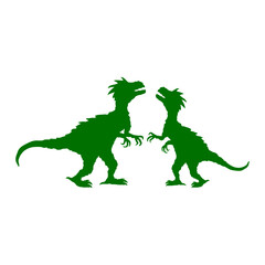2 Velociraptor Raptor Dinosaur Silhouette Feathers Bird Dino Dangerous Team Friends