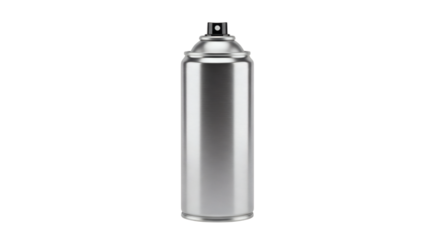 Isolated silver aerosol spray can presentation on a clean dark background displaying its metallic surface