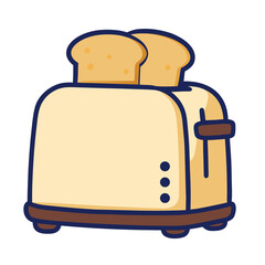 Electric Toaster with Toasted Bread Vector Illustration