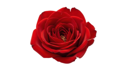 Vibrant red rose blooming beautifully against stark black background, highlighting petals and delicate structure.
