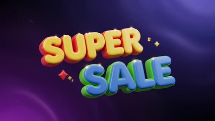 Animated Super Sale Announcement with Colorful Text - Powered by Adobe