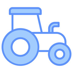Tractor Outline Blue Color Icon