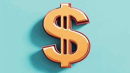 Fototapeta premium A bold golden dollar sign stands prominently against a soft light blue backdrop, emphasizing wealth and economic concepts in a visually striking manner.