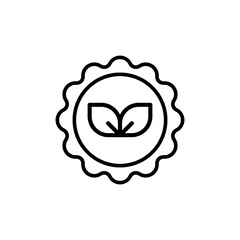 Eco stamp icon. Simple outline style. Eco friendly naturally, seal, label, round, nature, green, food, organic, plant, environment concept. Thin line symbol. Vector isolated design