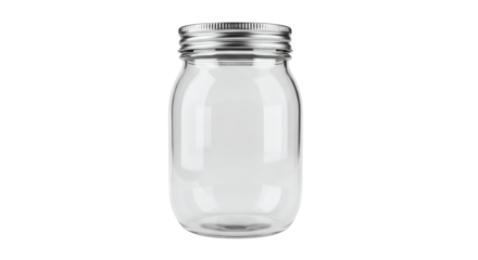 Empty glass jar with metal lid perfectly centered on a black background, waiting for filling and sealing