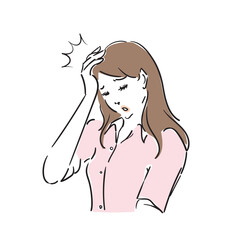 体調不良の若い女性　頭痛