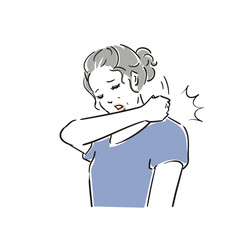 体調不良のシニア大人女性　肩こり