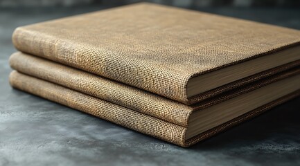 Stack of Vintage Leather-Bound Books on Dark Surface