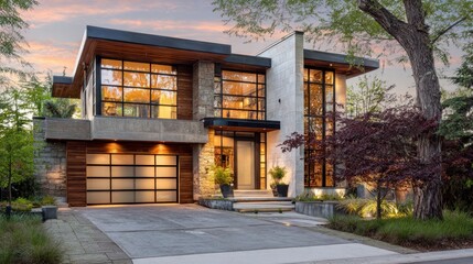 Obraz premium Modern Luxury Home Twilight Exterior