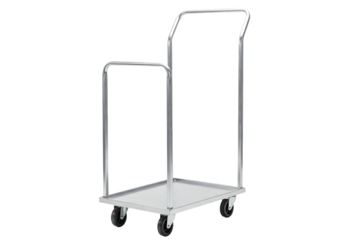 Durable stainless steel luggage cart ready for transport, perfect for hotel, airport, or travel