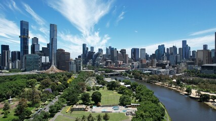 Melbourne city in Australia view from above