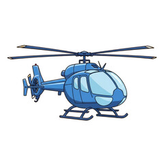 Blue Helicopter in Flight with Sleek Design and Transparent Background