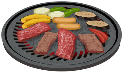 焼肉のイラスト（鉄板焼き）