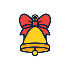 Christmas Jingle Bell with Red Bow Vector Illustration