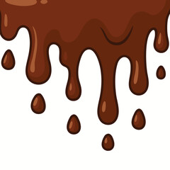 Chocolate dripped. liquid splashes and drops caramel cacao vector 