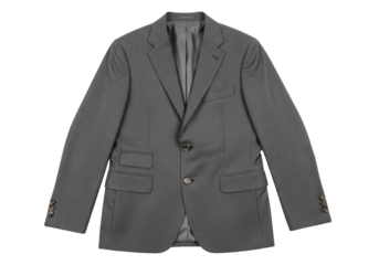 Gray Textured Blazer Jacket for Men with Two Pockets and Button Closure on Transparent Background