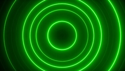 Concentric neon green circles on a black background