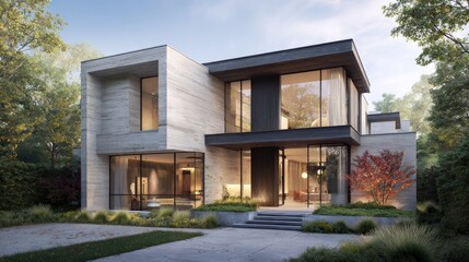 Modern Architectural Design: Luxurious Home in Wooded Setting