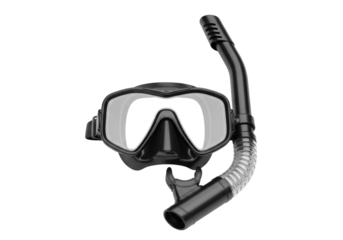 Black Snorkel Mask and Tube for Diving and Underwater Exploration
