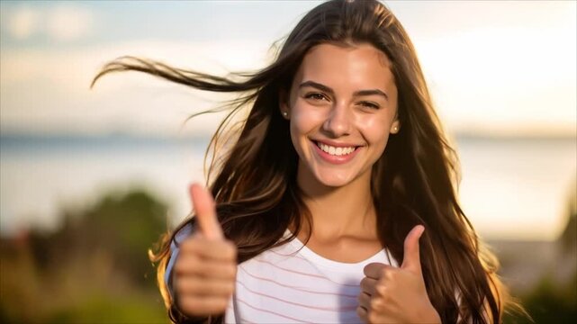 Happy woman outdoor portrait