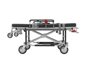 Medical Stretcher for Emergency Transport with Four Wheels and Safety Straps