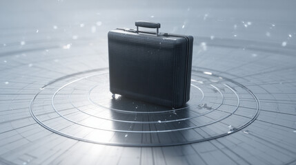 abstract silhouette of suitcase within radar circle icon clear background conceptual illustration illustration concept scene visual for commercial design use high detail quality stock image