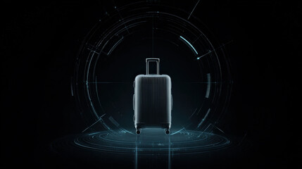 abstract silhouette of suitcase within radar circle icon clear background conceptual illustration illustration concept scene visual for commercial design use high detail quality stock image
