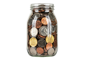 Coins in a Glass Jar Representing Savings and Investment Strategy