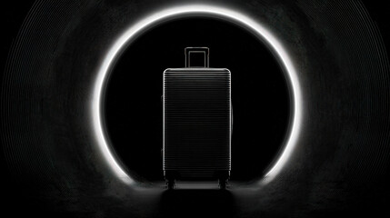 abstract silhouette of suitcase within radar circle icon clear background conceptual illustration illustration concept scene visual for commercial design use high detail quality stock image