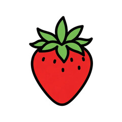 Vibrant Red Strawberry with Green Leaves on a Transparent Background