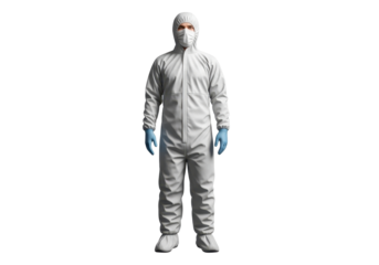 Person Wearing White Protective Suit and Gloves for Health Safety in Medical Environment