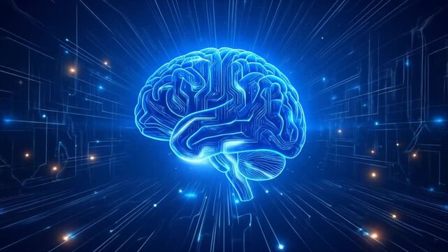 Human brain technology illustration - Powered by Adobe