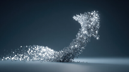 abstract wave of numbers turning into falling arrow silhouette in fog data uncertainty theme illustration concept scene visual for commercial design use high detail quality stock image illustration