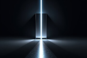 Glowing Light Portal In Dark Room