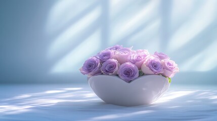 Elegant Arrangement of Lavender Roses in Soft Light Setting