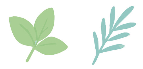 Simple light green and teal plant graphic design.