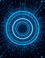 Stunning glowing blue circle with circuit board design, perfect for a modern tech background or futuristic concept