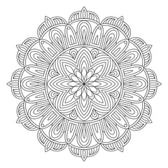 Floral mandala line drawing art coloring page