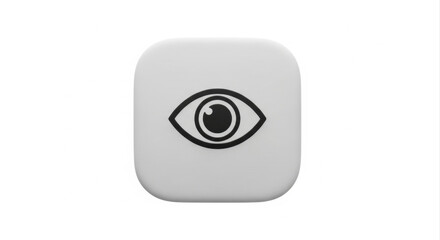 3d Eye Icon On White Button