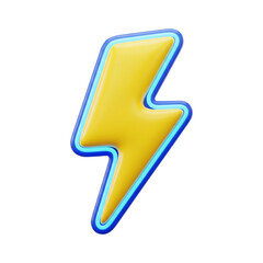 3D Lightning Bolt Power Icon