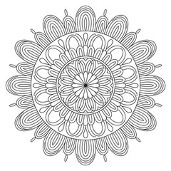 Beautiful round lace ornament mandala coloring page