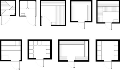 9 Coleections Top View of Modern Minimalist Sauna Interior Design Floor Plan. 10