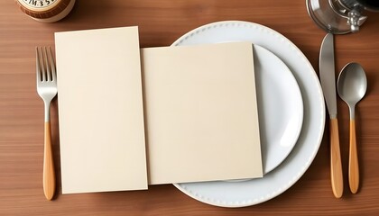 Elegant table setting with blank menu cards ready for customization for a special dining experience