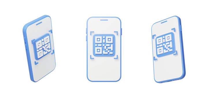 Mobile phone online payment QR code scan 3D - Powered by Adobe