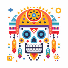 Fototapeta premium Colorful Decorative Skull Design With Geometric Pattern