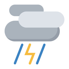 Cloudy with storm and rain vector icon