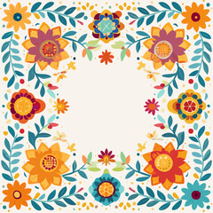Fototapeta premium Colorful Floral Border Design