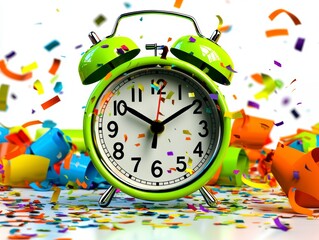 Green Alarm Clock in a Celebration