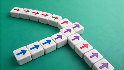 Directional Choice – Navigation Logic and Strategic Flow Symbolism, Systems, Conceptual, Decision, Abstract, Arrow Cube Pattern